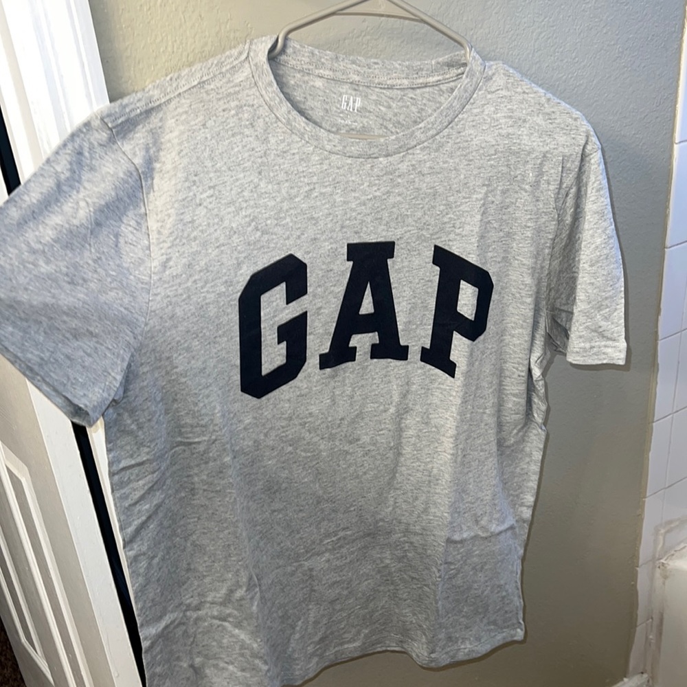 Light Grey With Navy Blue Letter Gap T-Shirt